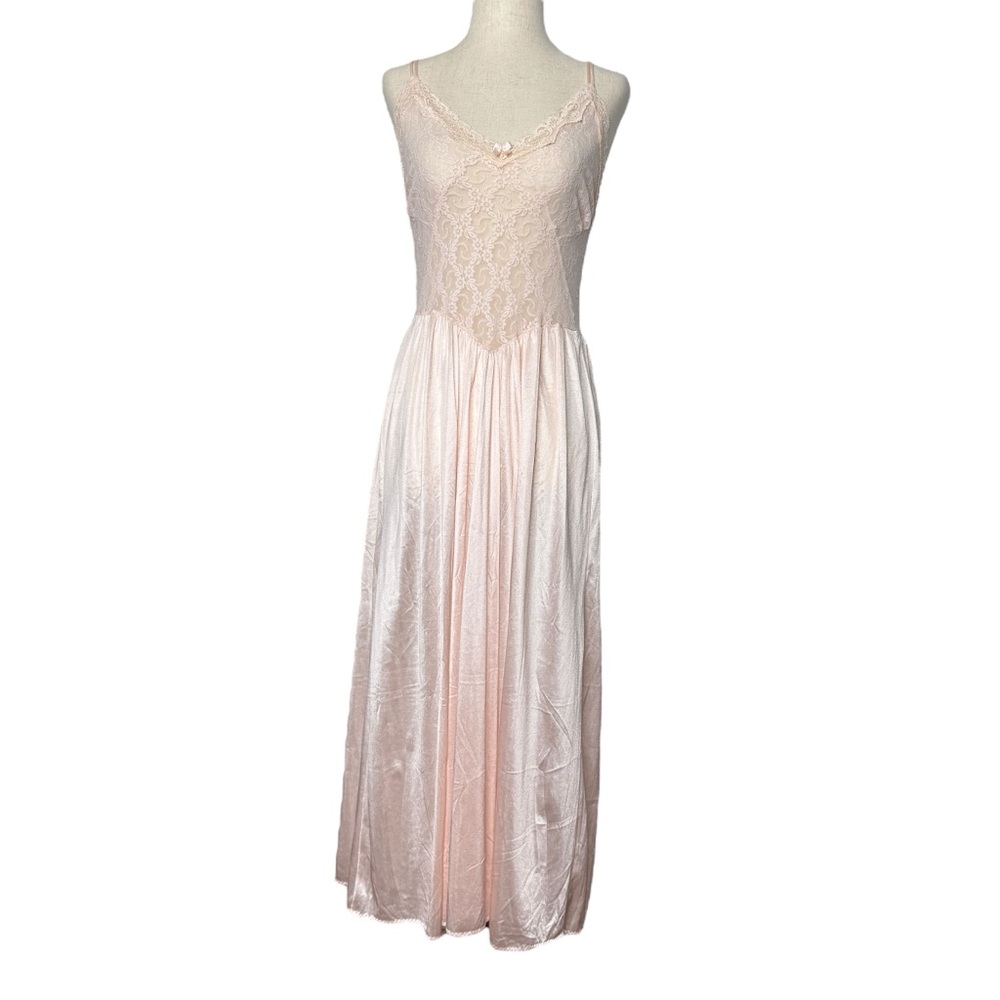Frederick's of Hollywood Vintage Pale Pink Nylon Lace Nightgown Slip Dress - Picture 3 of 15